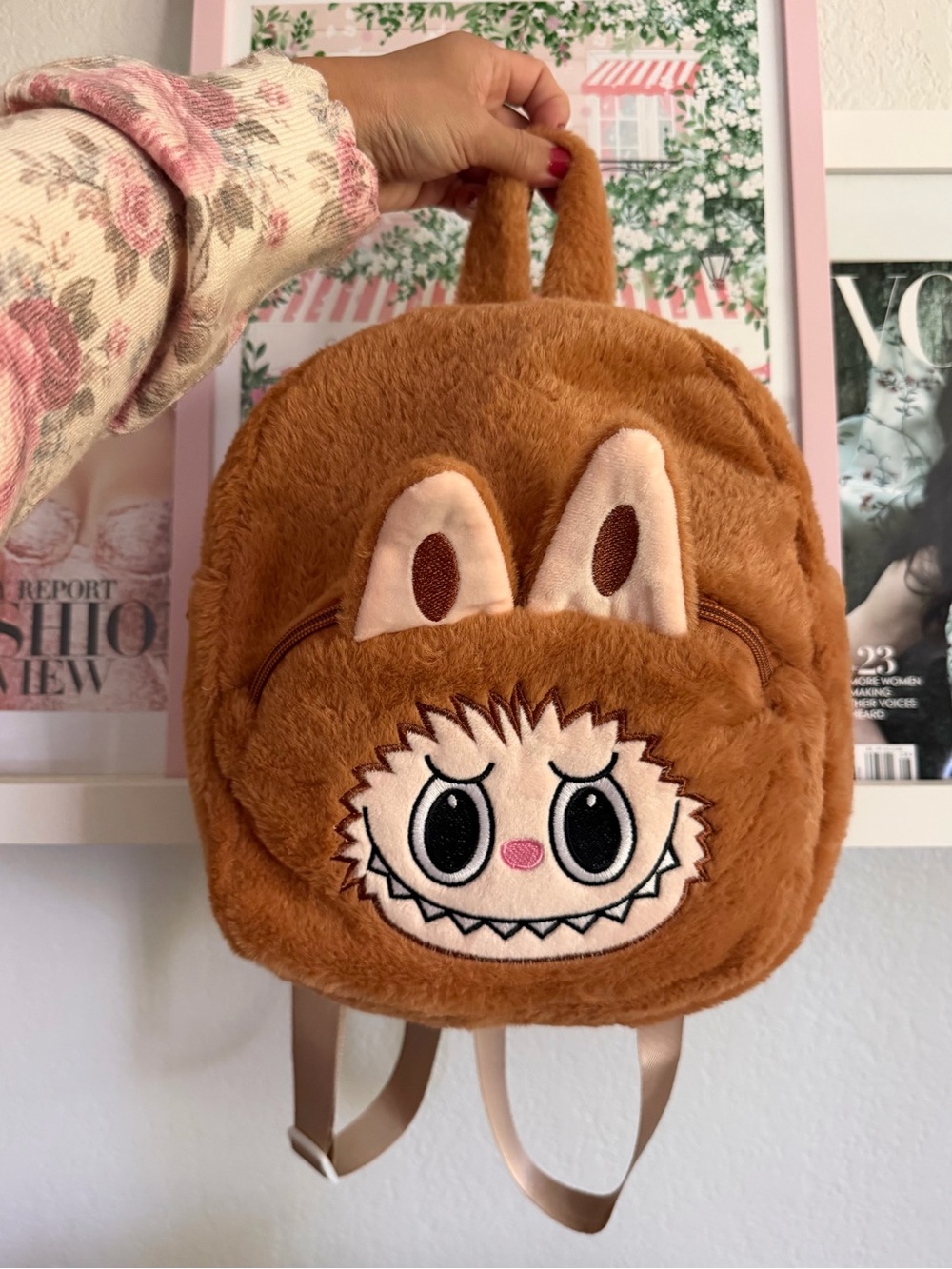 Brown Plushy Monster Backpack